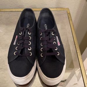 Superga Navy platform canvas sneakers Sz 37